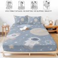 thumbnail image 5 of Full Size Fitted Sheet Set - Cartoon Universe 3 Piece Bedding Sets 16" Deep Pocket Fitted Sheet with 2 Pillowcases, Retro Blue Outer Space Moon Rocket Brushed Microfiber Hotel Luxury Bed Sheets, 5 of 9