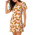 thumbnail image 2 of Gukieu Hot Dog In Heart Print Women's Nightgown, A-line Round Neck Short-sleeved Nightgown Pajamas Home Wear Suitable for Home and Outing, 2 of 6