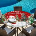 thumbnail image 6 of Red Christmas Round Tablecloth, Fitted Table Cover with Elastic for 55"-60" Round Tables, Xmas Trees Snowman Elk Snowflake Table Cloth Outdoor Indoor Dinning Party Waterproof Tablecloths, 6 of 7