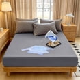 thumbnail image 4 of Waterproof Fitted Mattress Protector - Breathable Noiseless Bed Cover Ultra Soft Polyester Antis-Stain Oil Resistants Machine Washable, Gray, JKODE, 4 of 7