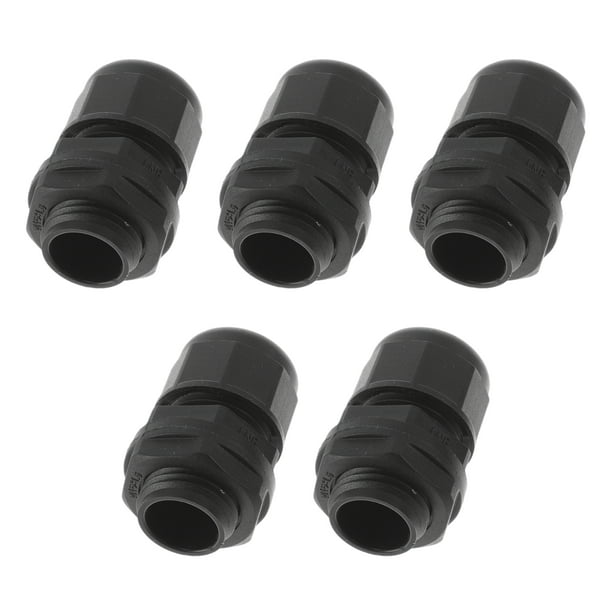Glands de cable M16x1.5 Unique Bargains 10mm / 0.39" Junta impermeable de apriete de tubo recto PA66 Nylon Negro 5 Pcs