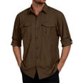 thumbnail image 2 of Josdec Men's Sun Protection Quick Dry Outdoor Shirts,Solid Turndown Collar Long Sleeve Top with Multi Pockets,Hiking Casual Shirt S-XXL, 2 of 10