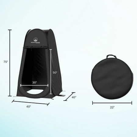 Wakeman - Portable Pop-Up Tent w/ Carrying Bag - Collapsible Privacy Pod for Showers, Changing - Great for Camping Accessories - Black