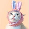 thumbnail image 5 of Tarmeek Easter Bunny Ear Cat Dog Hat, Easter Decor Knit Handmade Crochet Cat & Dog Headwear, Warm Soft Elastic Adjustable Pet Hat Easter Decorations for Small Medium Cat & Dog, 5 of 8