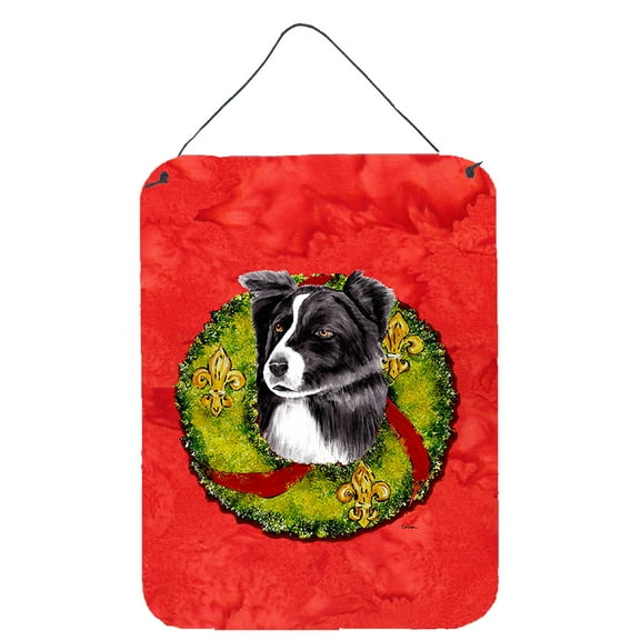 Border Collie Christmas Wreath Wall or Door Hanging Prints