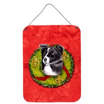 Border Collie Christmas Wreath Wall or Door Hanging Prints