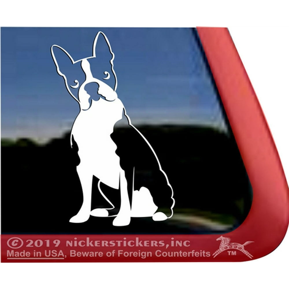 Cute Sitting Boston Terrier High Quality Vinyl Dog Window Decal