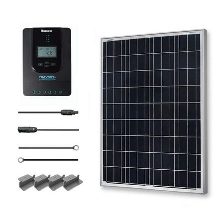 Renogy 100W 12V Solar Panel Polycrystalline Off Grid Starter Kit with 20A Rover MPPT Charger