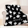thumbnail image 4 of GYRATEDREAM Halloween Throw Blanket for Couch and Bed Ghost Witch's Hat Black Bats and Decorated Pumpkins Print on Soft Blanket for Kids and Adult, 59.05x78.74 inch, 4 of 7