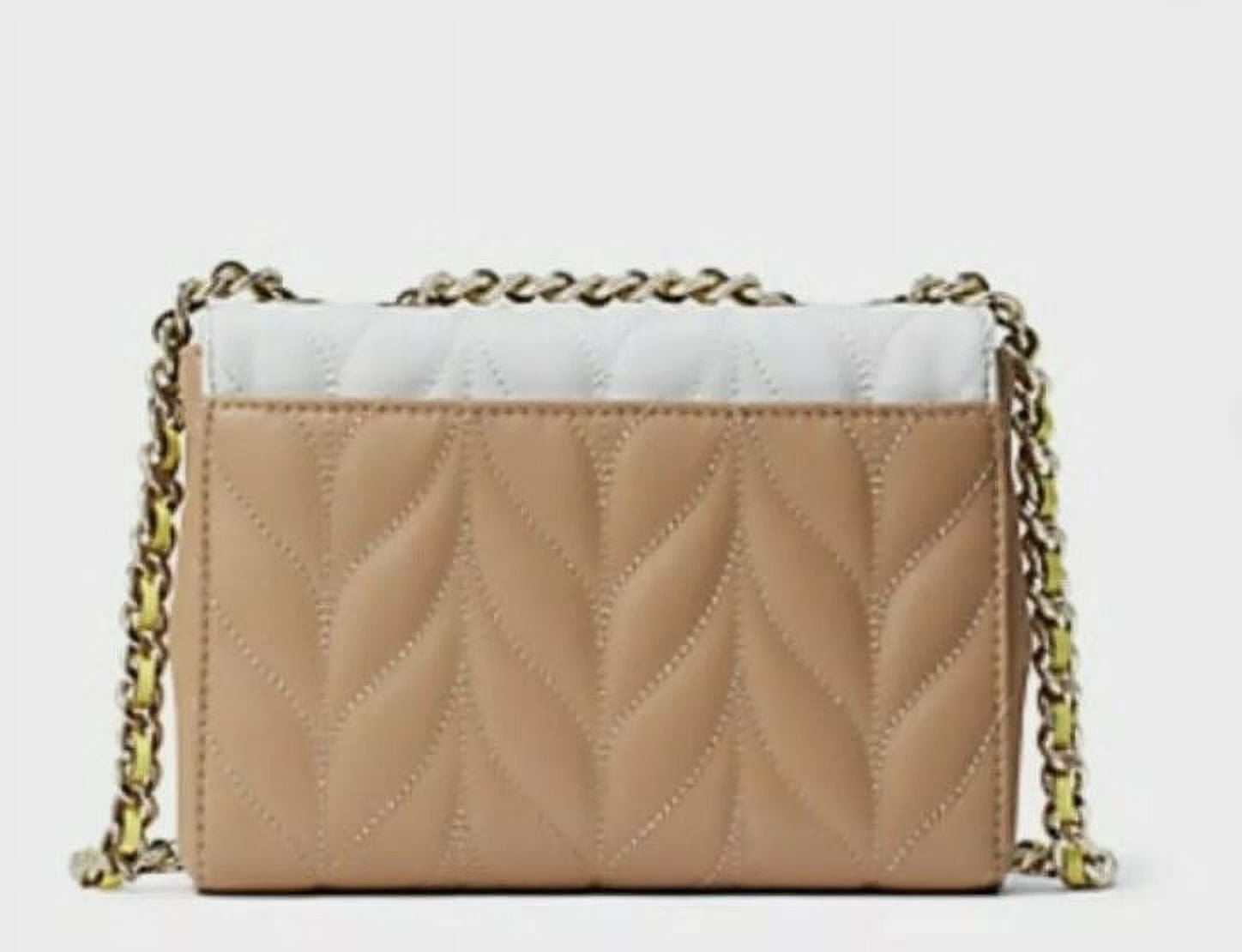 Kate Spade New York Adult Leather Quilted Clutch Cross Body Bag, White/Dove Multi