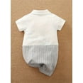 thumbnail image 3 of WIBACKER 0-18M Newborn Baby Boys Gentleman Romper Infant One Piece Short Sleeve Bowtie Outfit Formal Wear Tuxedo Suit, 3 of 8