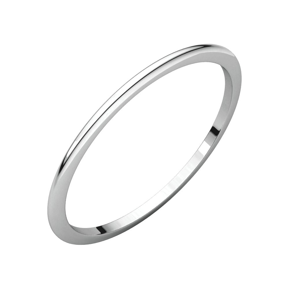 Jewels By Lux 10K White Gold 1mm Half Round Bridal Wedding Ring Band