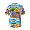 thumbnail image 2 of KLL Rainbow Animals on Noah's Ark Print Men's Shirt Short Sleeve Button Down Summer Cuba Beach Shirts- Small, 2 of 7