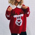 thumbnail image 6 of Utoimkio Women's Christmas Pullover Sweaters for Women Loose Long Sleeve Crewneck Reindeer Print Sweaters Winter Knitted Sweater Outwear Jumper Tops, 6 of 8