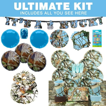 Light Blue Camo Party Ultimate Tableware Kit Serves 8 Party