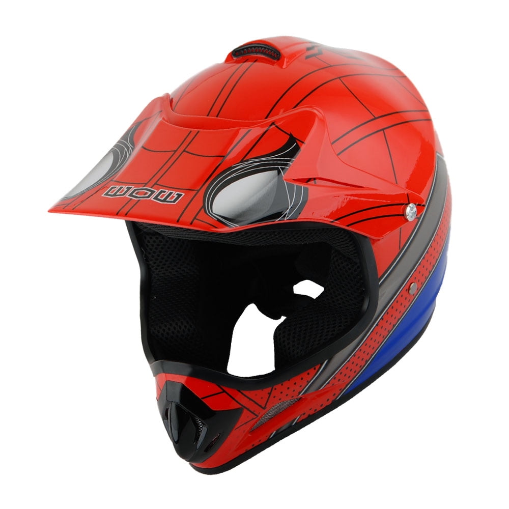 WOW Youth Kids Motocross BMX MX ATV Dirt Bike Helmet Spider Red