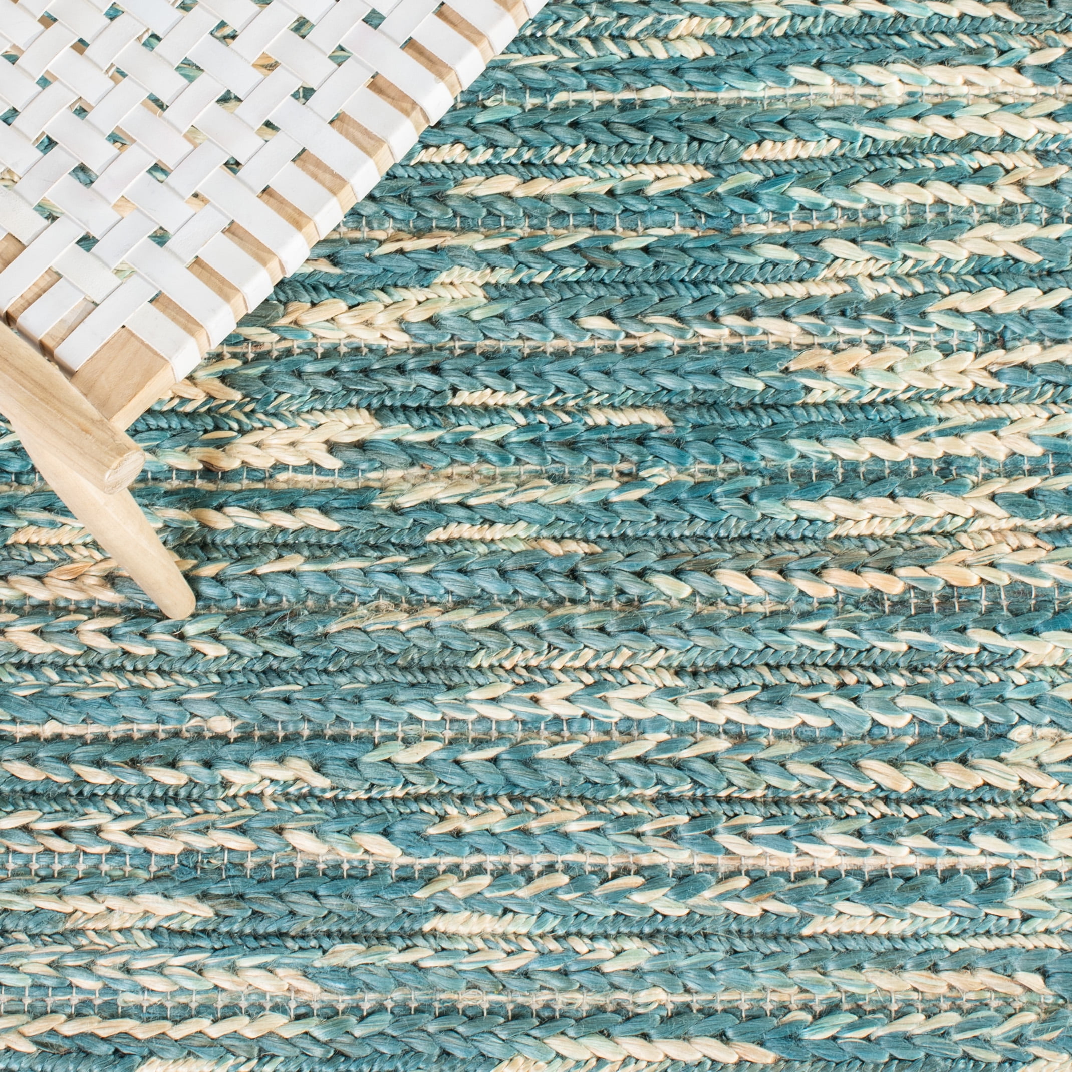 SAFAVIEH Natural Fiber Kaeden Abstract Runner Rug, Dark Green/Natural, 2'3" x 8'