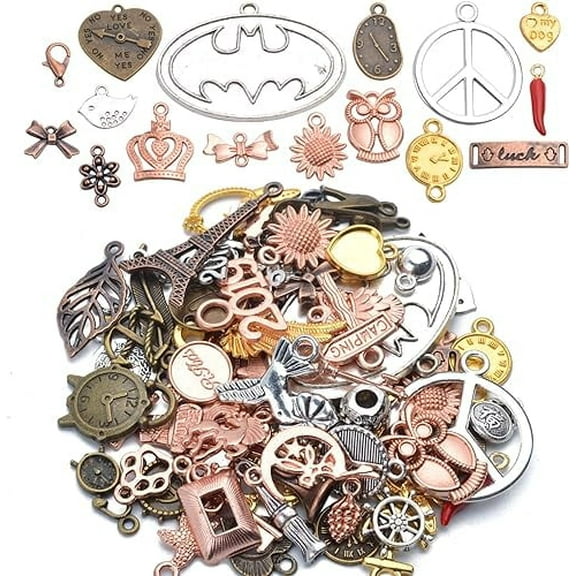 100g Assorted Alloy Antique Charms Metal Pendants Jewelry Findings Accessory for Diy Crafting Jewelry Making, Assorted Styles, Assorted Colors