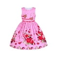 thumbnail image 1 of Robe Fille Rose Fleur Double Nœud Papillon Fête Robe Décontractée 7-8 Ans, 1 of 9