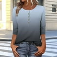 thumbnail image 7 of Charella 3/4 Sleeve Tops for Women Summer Dressy Casual Button down Crew Neck Shirts Floral Printed Loose Fit Tunic Blouses (S, Gray), 7 of 7