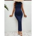 thumbnail image 4 of OYOANGLE Women's Maternity Mock Neck Sleeveless Ruched Maxi Dress Pregnancy Bodycon Tank Dresses Navy Blue S, 4 of 6