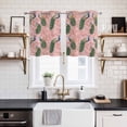 thumbnail image 2 of 2 Panels Kitchen Tier Curtains 39 Inch Length, Peacock Feather Grommets Window Treatment Curtain, Pink Vintage Botanical Branch Animals Thermal Curtains Drapes for Living Room/Bathroom, 2 of 9