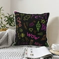 thumbnail image 3 of Housses de Coussin Décoratives en Velours Lot de 2, Housse de Coussin Carrée Douce avec Fermeture Éclair Invisible Impression Graffiti Colorée Amusante, 16"x16 Pouces, 3 of 6