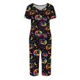thumbnail image 4 of Women's Halloween Loungewear Set Short Sleeve Crew Neck Top and Capri Pants with Pockets All Over Ghost Pattern Breathable Soft Pajama Set for Daily Casual Wear Multicolor L, 4 of 6