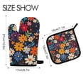 thumbnail image 2 of Yayeee Oven Mitts and Pot Holder Set of 2 Heat Resistant Kitchen Gloves Baking Hot Pad, Bright Colorful Flowers Pattern, 2 of 5