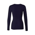 thumbnail image 3 of Bozzolo Women's RT1201 Basic V-Neck Long Sleeve T Shirt Top Navy M, 3 of 3