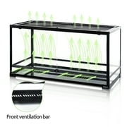 REPTI ZOO Glass Reptile Terrarium 50 Gallon, Front Opening Reptile Habitat Tank 36 x 18x 18 for Reptile , Double Doors with Background and Screen Ventilation(Knock-Down)