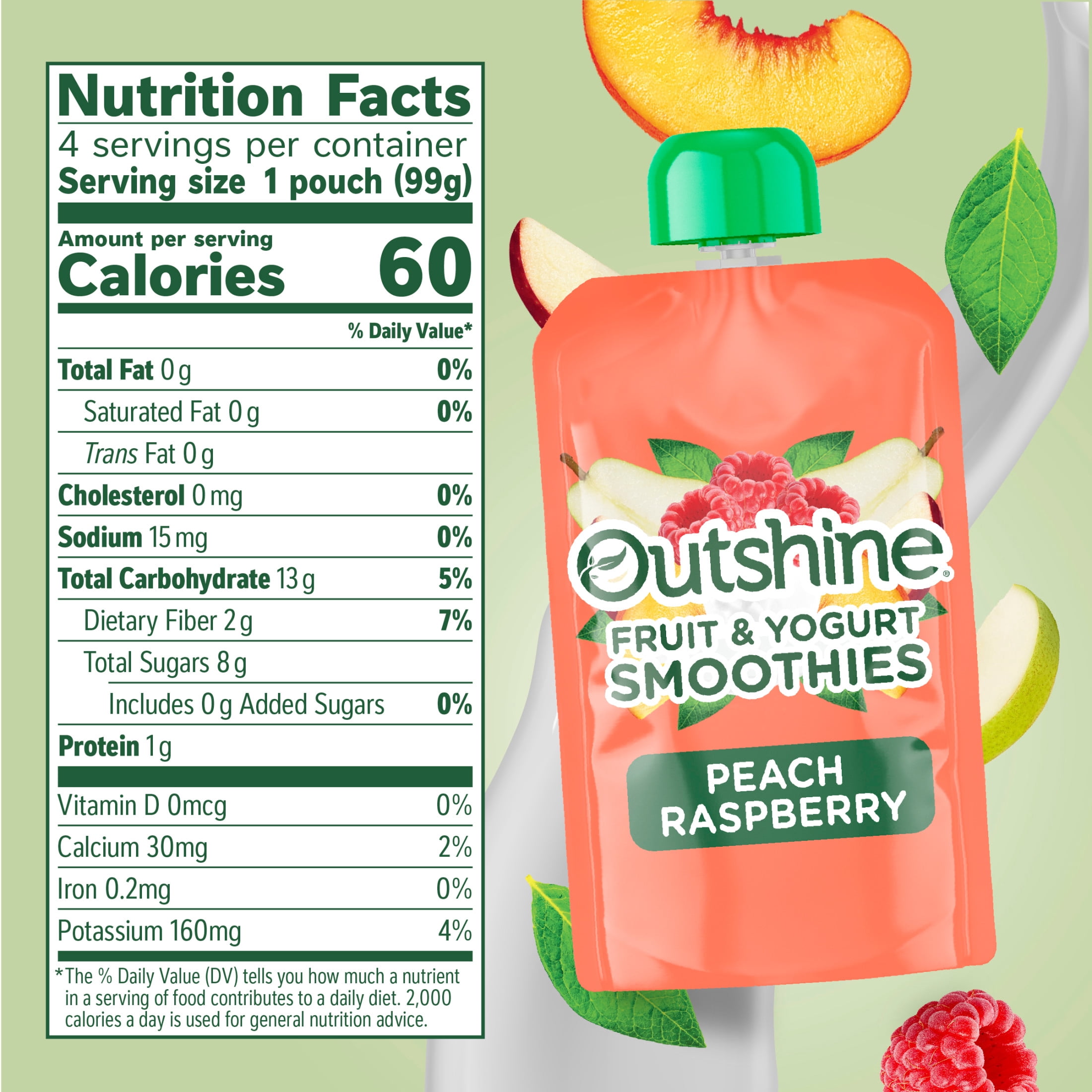 Outshine Fruit and Yogurt On the Go Smoothie Snacks, Peach Raspberry, 3.5 oz Pouches (4 Pack)​
