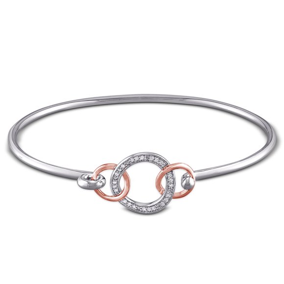 Miabella 1/10 Carat T.W. Diamond 2-Tone Sterling Silver Circle Bangle