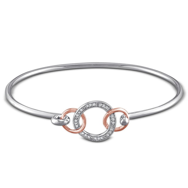 Miabella 1/10 Carat T.W. Diamond 2-Tone Sterling Silver Circle Bangle