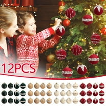 Xuniizn Christmas Ornaments 12Pcs Christmas Ball Ornaments with Strings, Shatterproof Plastic Christmas Bulbs, Hanging Decorations for Xmas Tree, Holiday, Wedding, Party, Gifts, Wine