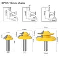 thumbnail image 3 of Premium 3-Piece Woodworking Router Bit Set: 45-Degree Miter Cutter, Sledging & Floor Knives with 12.7mm Ergonomic Handle - Durable, Universal Compatibility for Precision Carving, Ideal for, 3 of 6