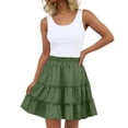 thumbnail image 2 of Women's Bohemian Skirt with Built-in Shorts, Tiered Ruffle Flowy Mini Skirt, Casual Beach Skirt for Vacation, Summer and Festival,Green,L, 2 of 6