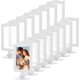 thumbnail image 1 of marcos de fotos de pie de doble cara, marcos de fotos de plástico, marcos de fotos blancos a granel para números de mesa, boda, visualización vertical, 1 of 4