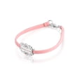 thumbnail image 2 of Bling Jewelry Womens Small Heart Pink Princess ID Bracelet Sterling Silver Leather 6 Inch, 2 of 4