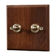thumbnail image 1 of Placa de interruptor de iluminación de madera Placa de pared decorativa Diseño vintage Alto rendimiento Dos palancas, 1 of 9