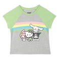 thumbnail image 2 of Hello Kitty Rainbow Baseball Jersey Ribbed T-Shirt and Mesh Mini Skirt Outfit Set Toddler to Big Kid, 2 of 5
