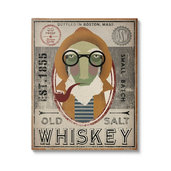 Stupell Industries Vintage Whiskey Logo Sign Graphic Art Gallery Wrapped Canvas Print Wall Art, Design by Ryan Fowler
