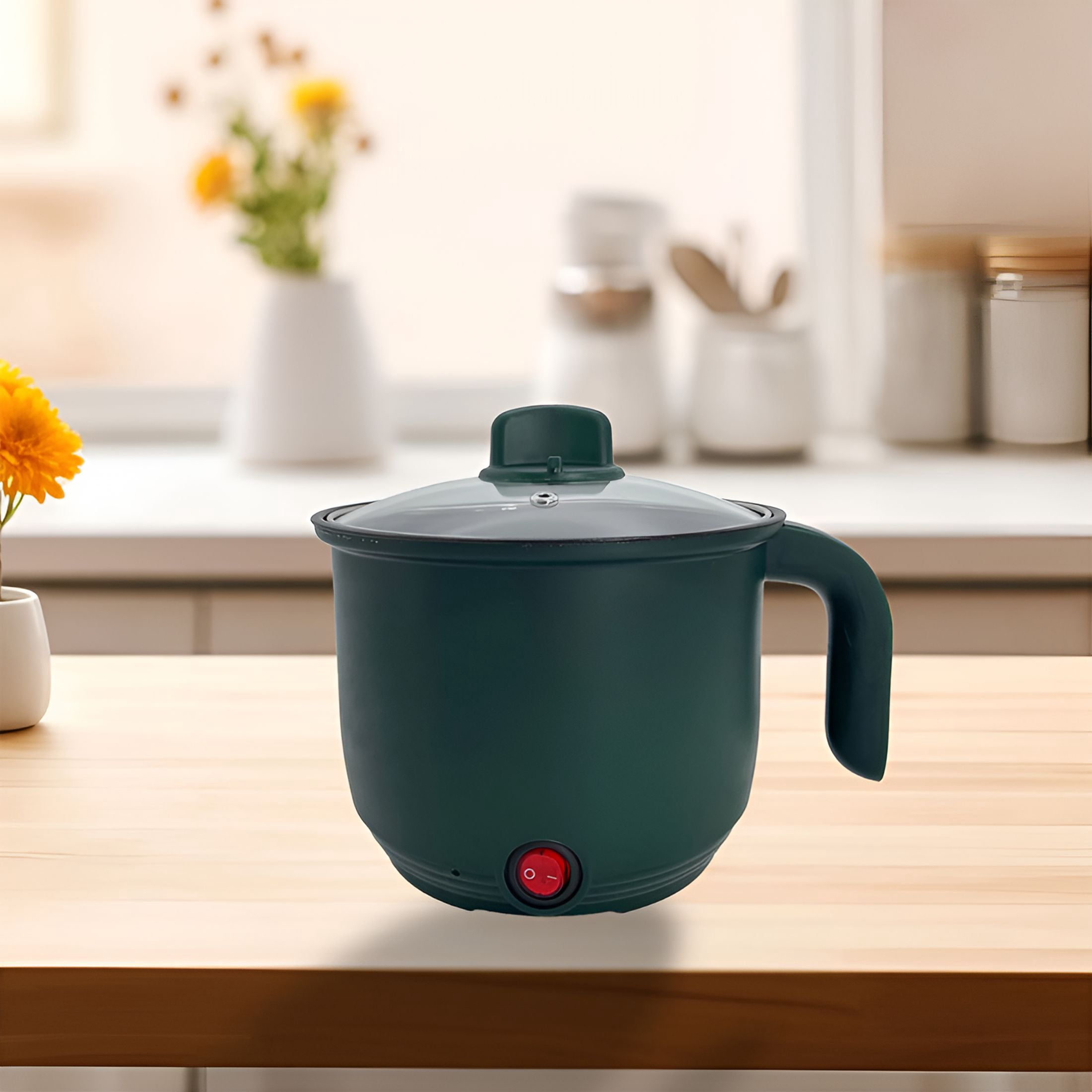 HIBIBUD 2026 New Rice Cooker Mini Non Stick Pot,6.69X6.69X5.31Inch Electric Cooking Pot,Multi-Functional Pot for Dorm Office Travel,For Home, Dorm, Office (Green)