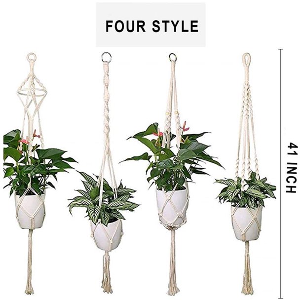 MOVSOU 4 Pack Plant Hanger Indoor Hanging Planters Handmade Hanging