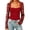 AB792 Red2, variant on Tisuna Fall Lace T-Shirts For Women Cozy Solid Color Square Neck Tops Ladies Everyday Wear Tees Size L
