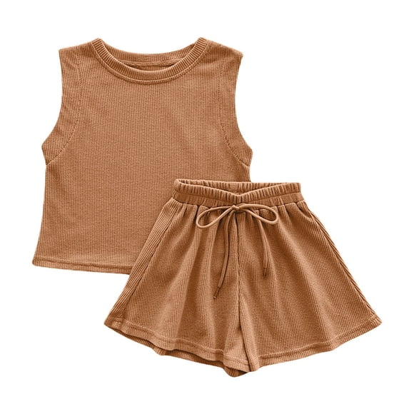Odeerbi 1-8 Años Niños Niñas Conjuntos de Verano Camisetas de Tirantes Pantalones Cortos Conjunto de Dos Piezas Suave Conjunto de Dos Piezas Shorts Suaves