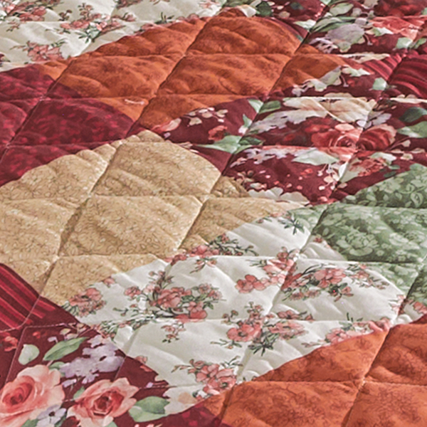 Collections Etc Olivia Rose Quilted Patchwork Tiered Ruffle Bedspread