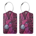 thumbnail image 3 of Naloa ink Donkey Pop Art Luggage Tag for Suitcase Leather Baggage Tag with Stainless Steel Loop Privacy Cover for Women Men Girls-1, 3 of 5