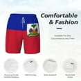 thumbnail image 3 of Men's 2 in 1 Swim Trunks with Compression Liner Haiti Flag Quick Dry Beach Shorts, 3 of 6