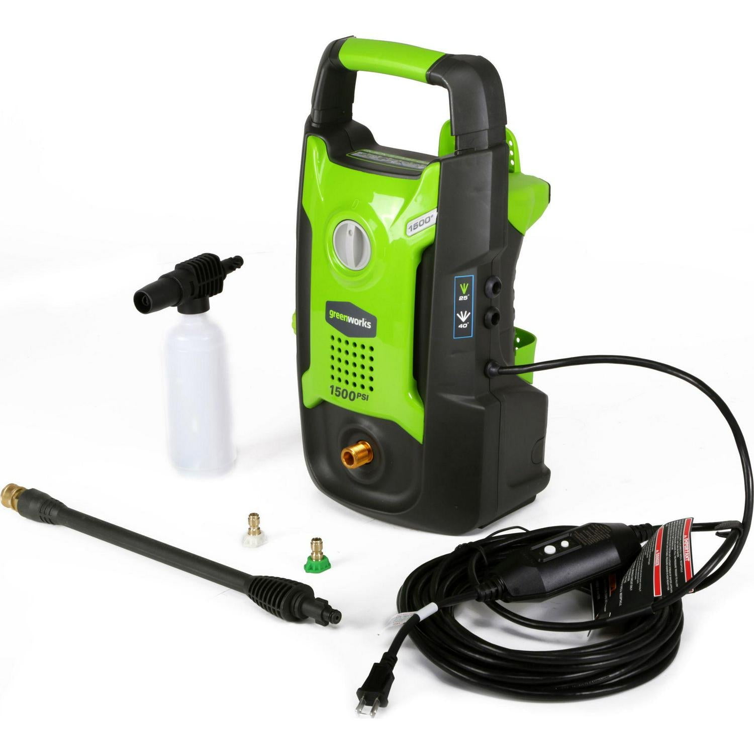 Greenworks GPW1501 13A 1500 PSI 1.2 GPM Electric Pressure Washer, 20 ft